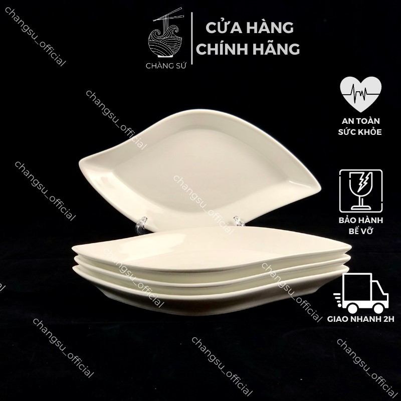 Bộ đĩa lá 6 dĩa sứ xoài phong cách châu âu - Set bát đĩa hoa đẹp thắp hương cúng gia tiên