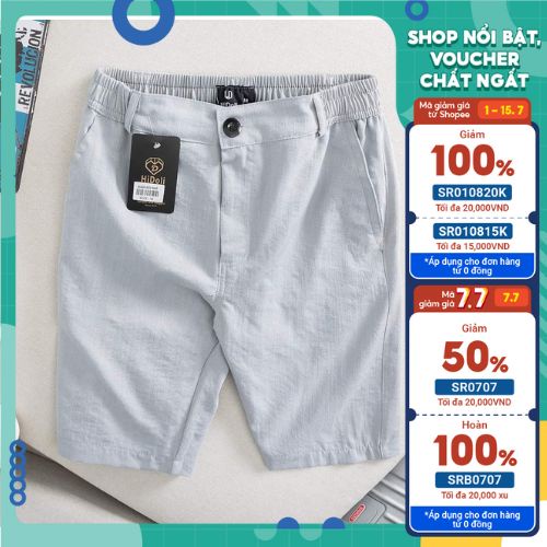Quần short nam dáng thể thao, được làm từ chất vải đũi tự nhiên mềm mịn, thoáng mát, kiểu dáng năng động.