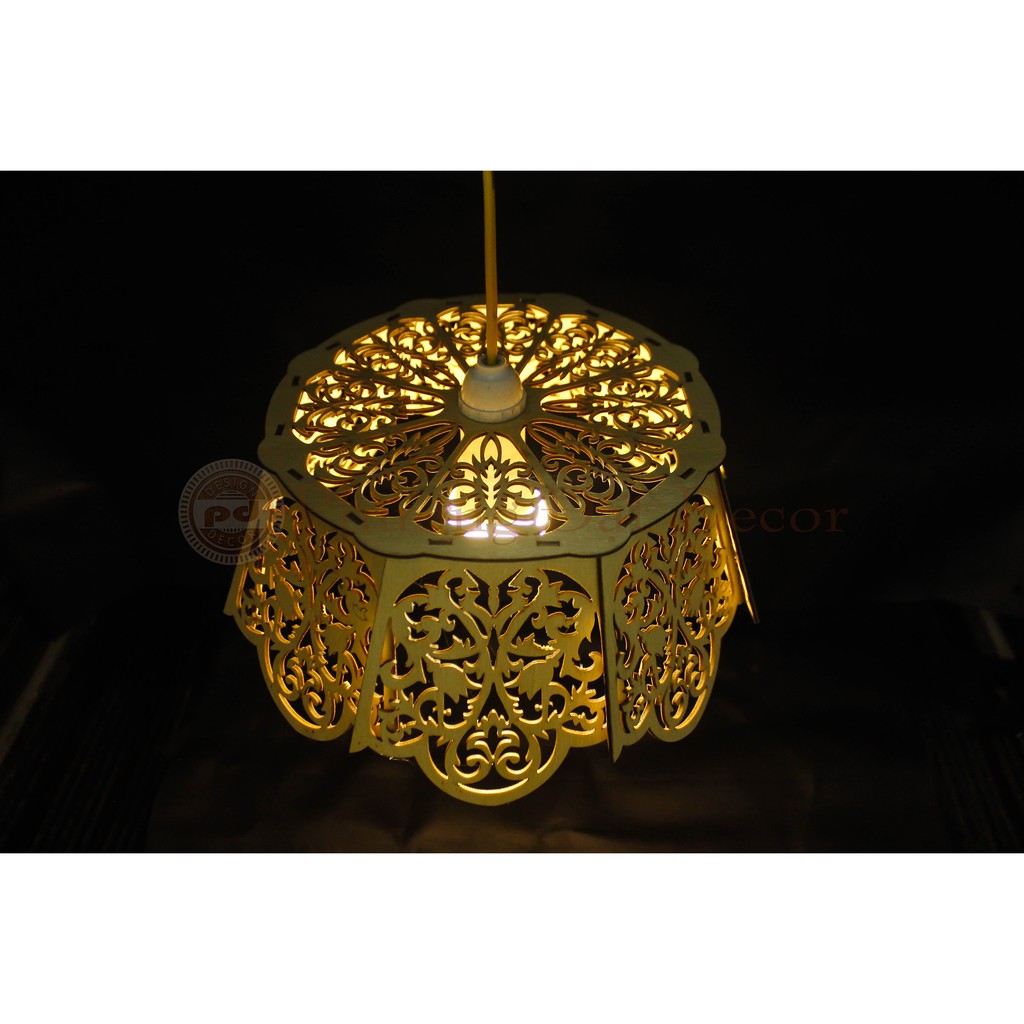 Đèn Thả Trần Trang Trí Phòng Thờ / Đèn Gỗ Laser Tinh Xảo