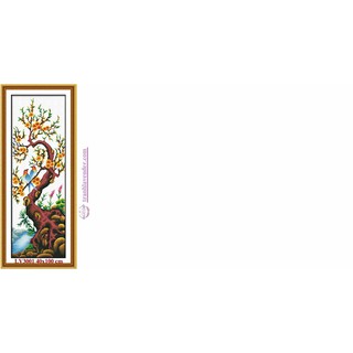 Tranh thêu chữ thập Tứ quý Xuân Hạ Thu Đông - hoa Mai 40x100 cm