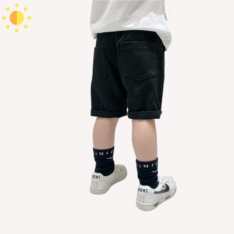 Quần lửng/ngố mosshind cho bé trai vải jean cao cấp, Quần short đùi bé trai xịn size 12-37kg - OQ043
