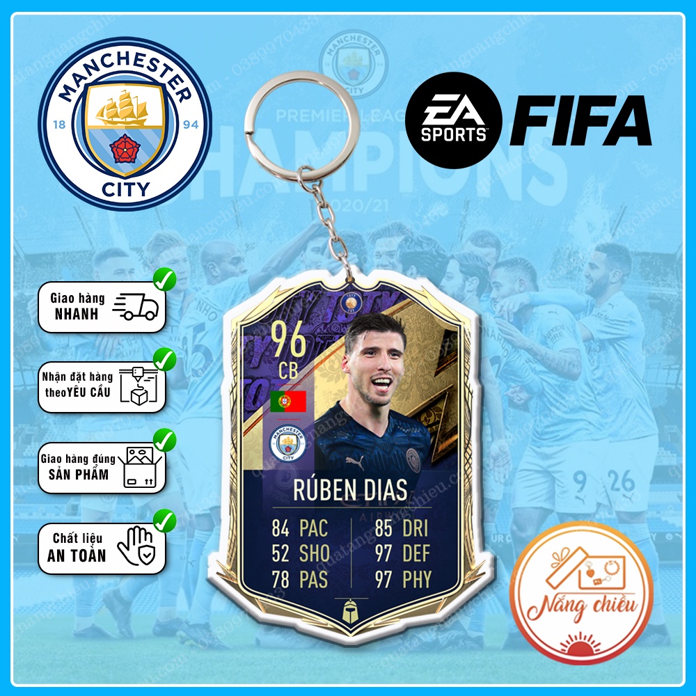 Móc Khóa Ruben Dias, CLB bóng đá Manchester City ☘️MÓC KHÓA THẺ CẦU THỦ☘️