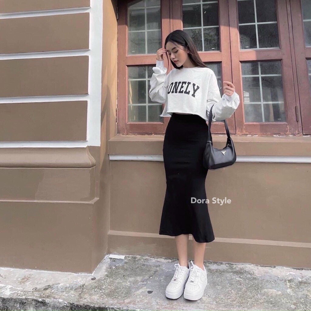 Chân váy đuôi cá dáng dài Ulzzang phong cách Hàn quốc, co giãn siêu tôn dáng Dora Style | BigBuy360 - bigbuy360.vn