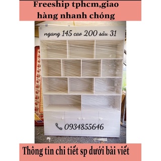 Kệ trưng bày nhựa đài loan ngang 145 cao 200 sâu 31