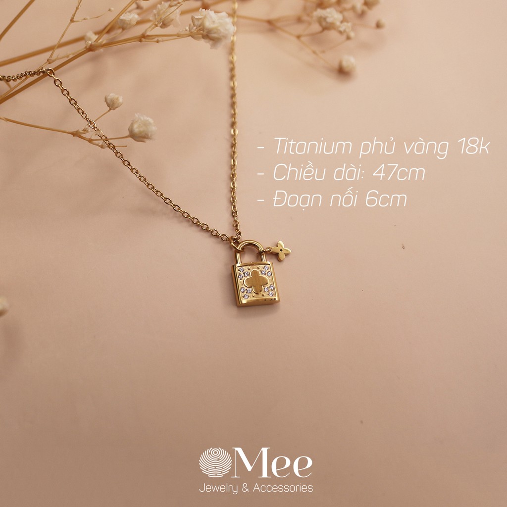 Vòng cổ Mee ổ khóa đính đá dây chuyền họa tiết monogram - N2551