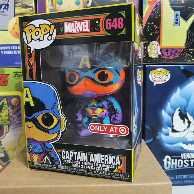 Đồ chơi mô hình funko pop 648 Captain America (Black Light) - Marvel