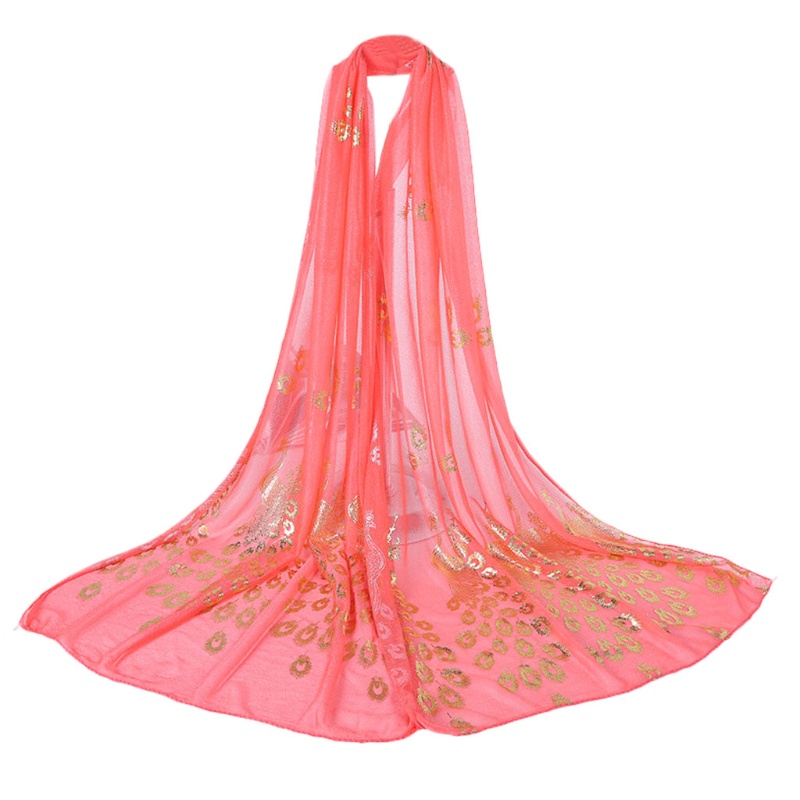 Khăn Choàng Cổ Dài Mềm Mại Thêu Họa Tiết Hoa Và Chim Công Nhiều Màu Dành Cho Nữ