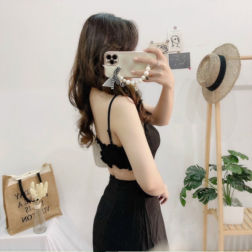 Đầm 2 dây đen maxi đi biển, Váy hai dây hở lưng Cao Cấp form vintage dáng xòe, có sẵn mút ngực - MiNhi Fashion