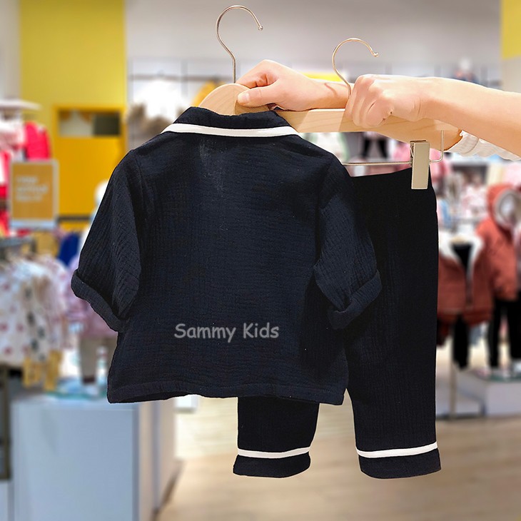 [Mã SKAMPUSHA9 giảm 8% đơn 250K] Pijama cho bé, bộ đồ cho bé trai bé gái chất đũi mềm nhẹ, dễ thương SAMMY KIDS BG59