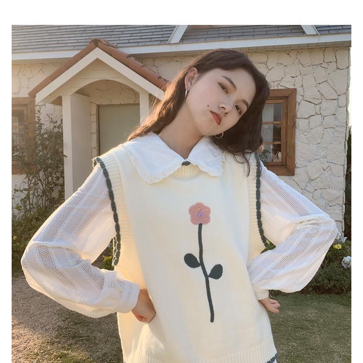 Áo Vest Dệt Kim Thêu Hoa Thời Trang Mùa Xuân Mới Cho Nữ
