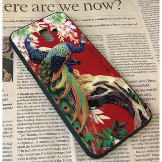 Ốp lưng sam sung j6 plus kính hoạ tiết chim công