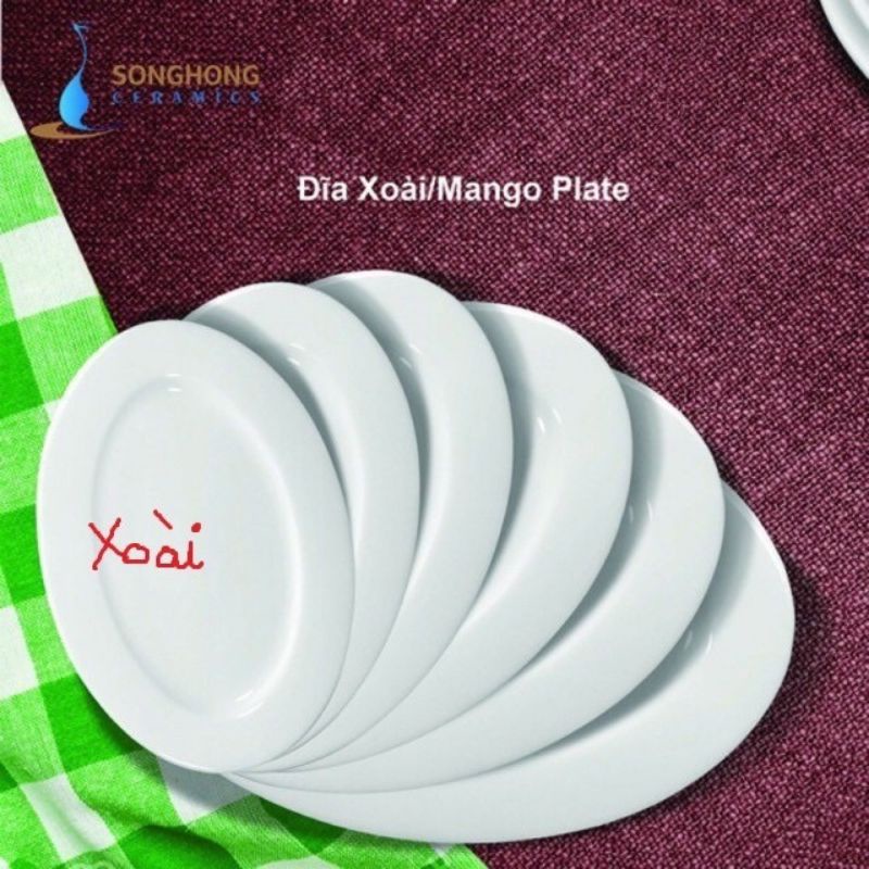 Đĩa xoài sứ trắng 10