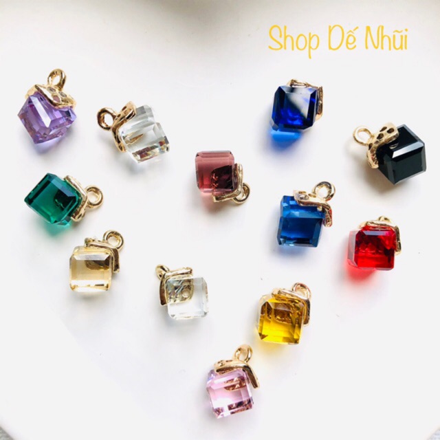 Mặt Dây Pha Lê Khối Vuông 8x8mm