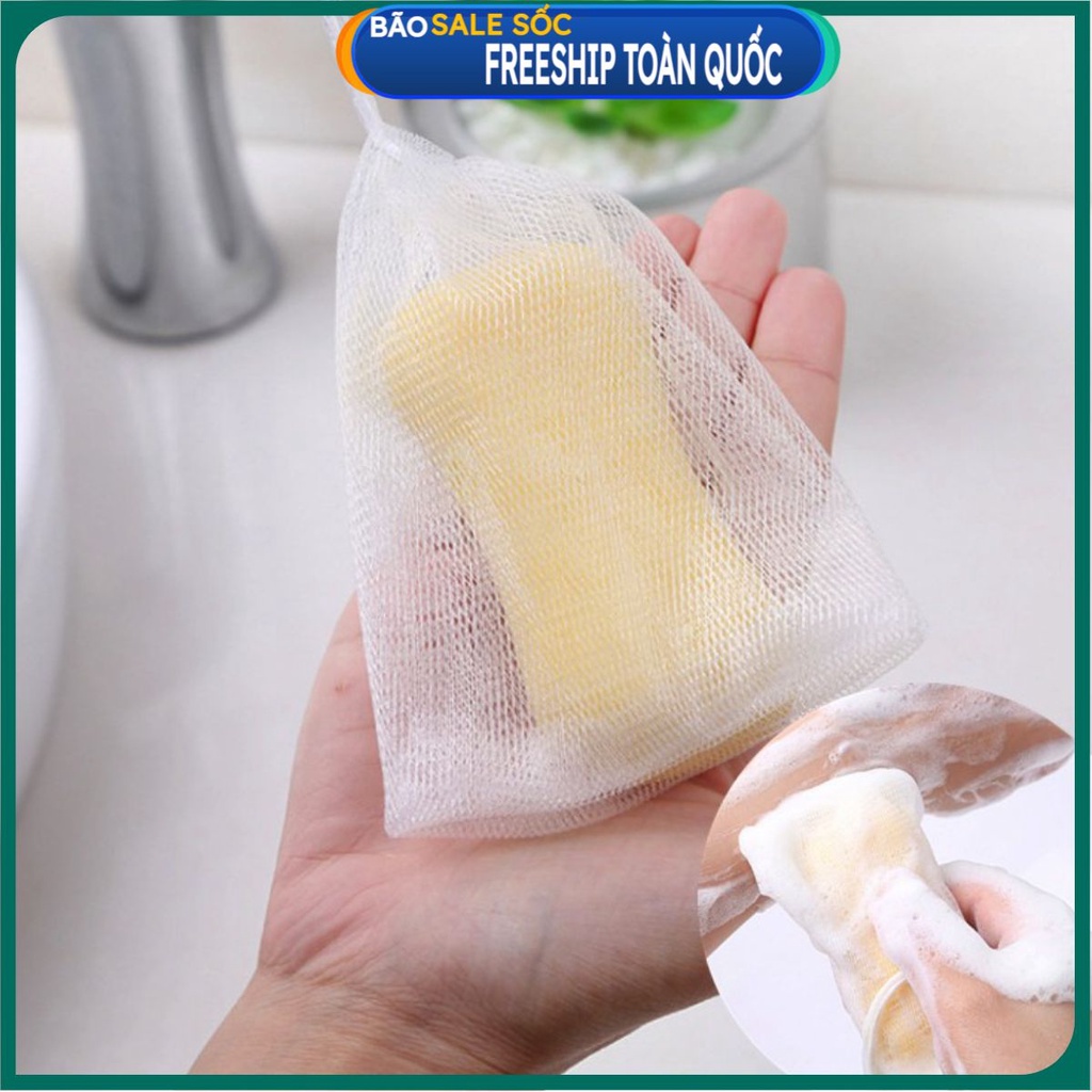 Túi Lưới Đựng Xà Phòng Tạo Bọt Tiện Lợi, Túi Tạo Bọt Có Dây Rút Kích Thước 15x9 cm ( loại 2 lớp dày dặn)