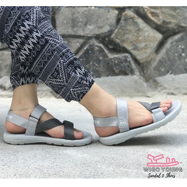 Giày Sandal Mol Nam Nữ Quai Chéo Đế Cao Su Quai Dù Đi Học Đi Làm Đi Chơi  Full Size Mã MS1166 -Wigo Young