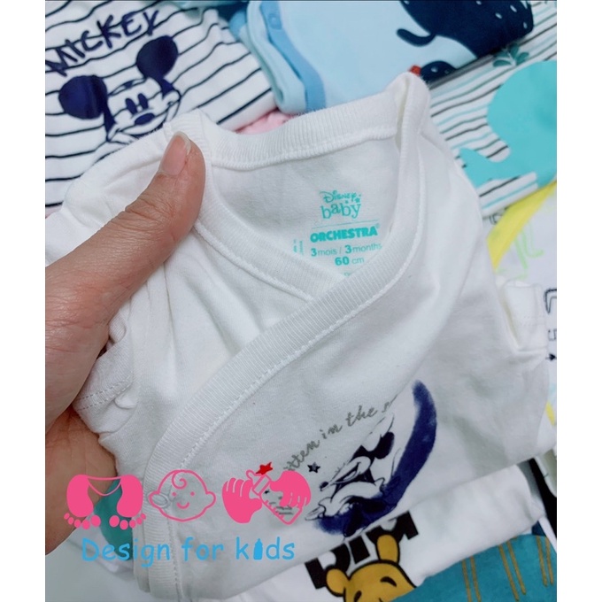 Body chip cộc tay VẠT CHÉO (size 3-6m) hàng xuất dư các hãng cho bé trai và bé gái