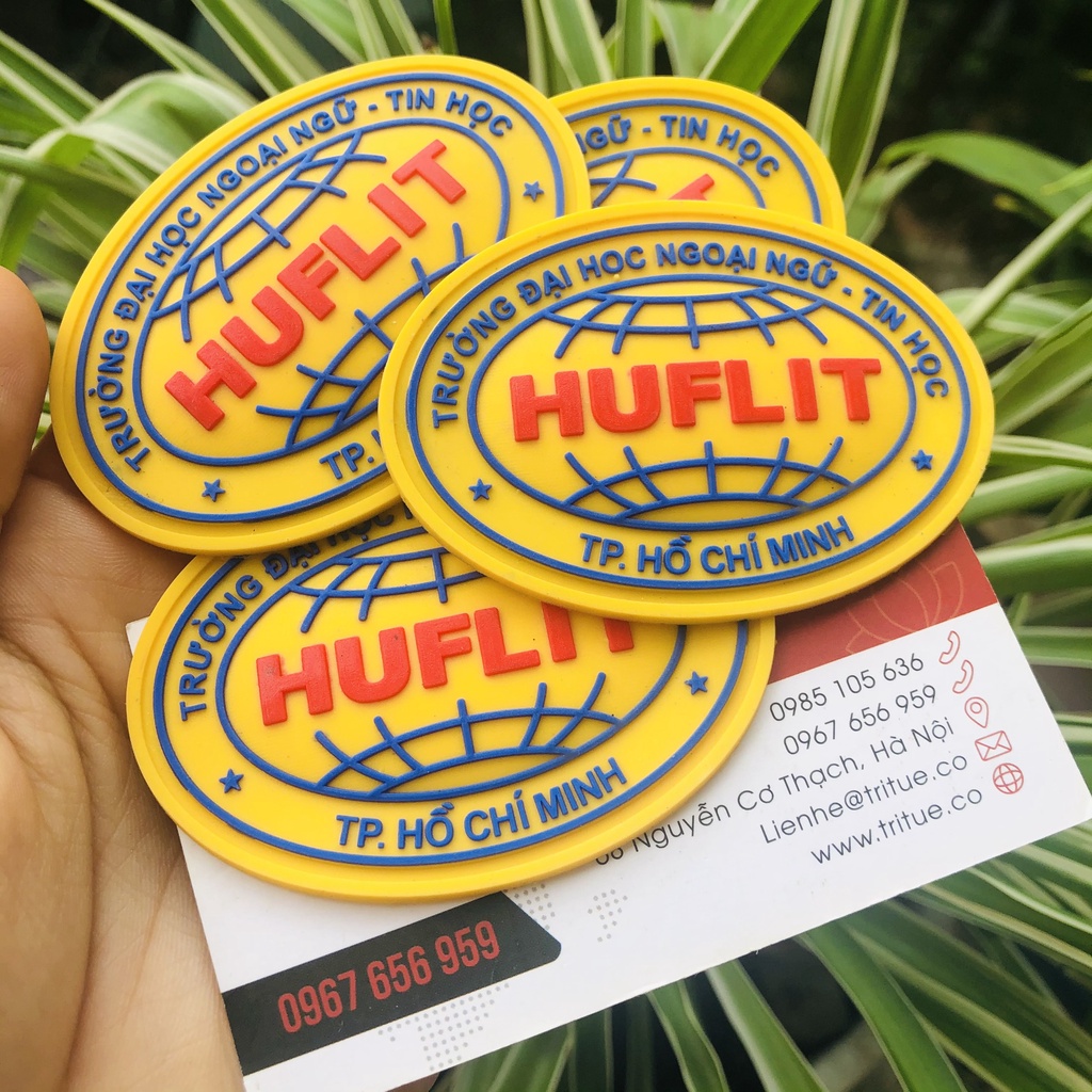 Nhãn su, logo nhựa dẻo, tag cao su dẻo in theo yêu câu, kt 5cm *1cm