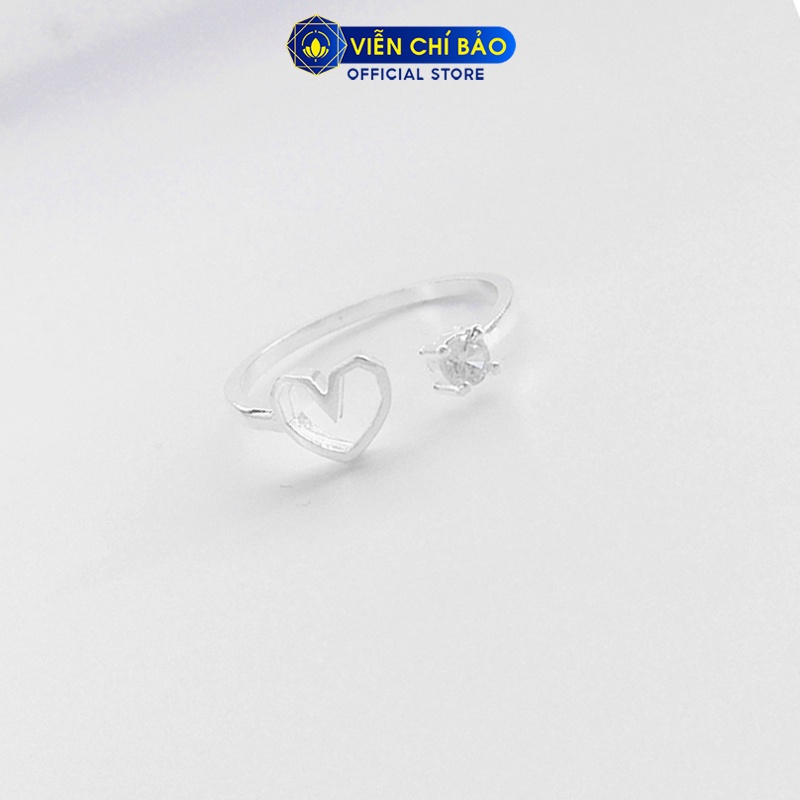 Nhẫn bạc nữ trái tim đá trắng hở chất liệu bạc 925 thời trang phụ kiện trang sức nữ Viễn Chí Bảo N400187