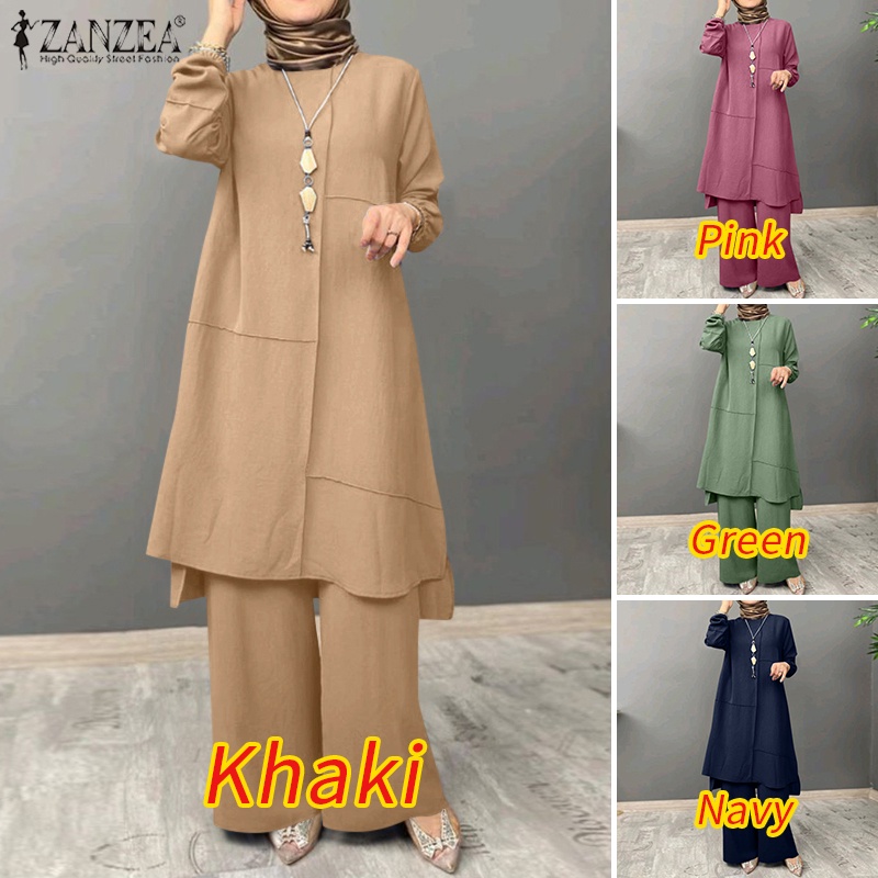 Zanzea Set Quần Dài Và Áo Tay Ngắn Thời Trang Vintage Cho Nữ