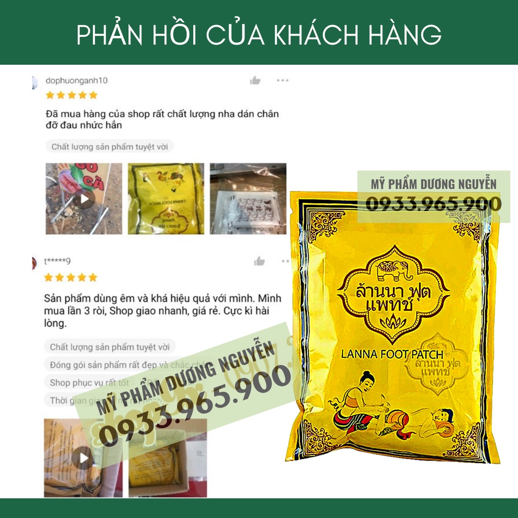 10 Miếng Dán Chân Thải Độc Detox Lanna Foot Patch