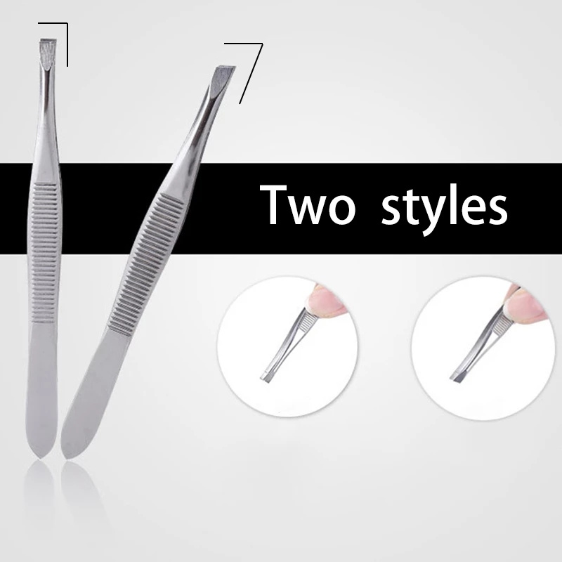 Set 2 Nhíp Tỉa Lông Mày / Kẹp Tỉa Lông Mày / Miệng Phẳng Chuyên Dụng