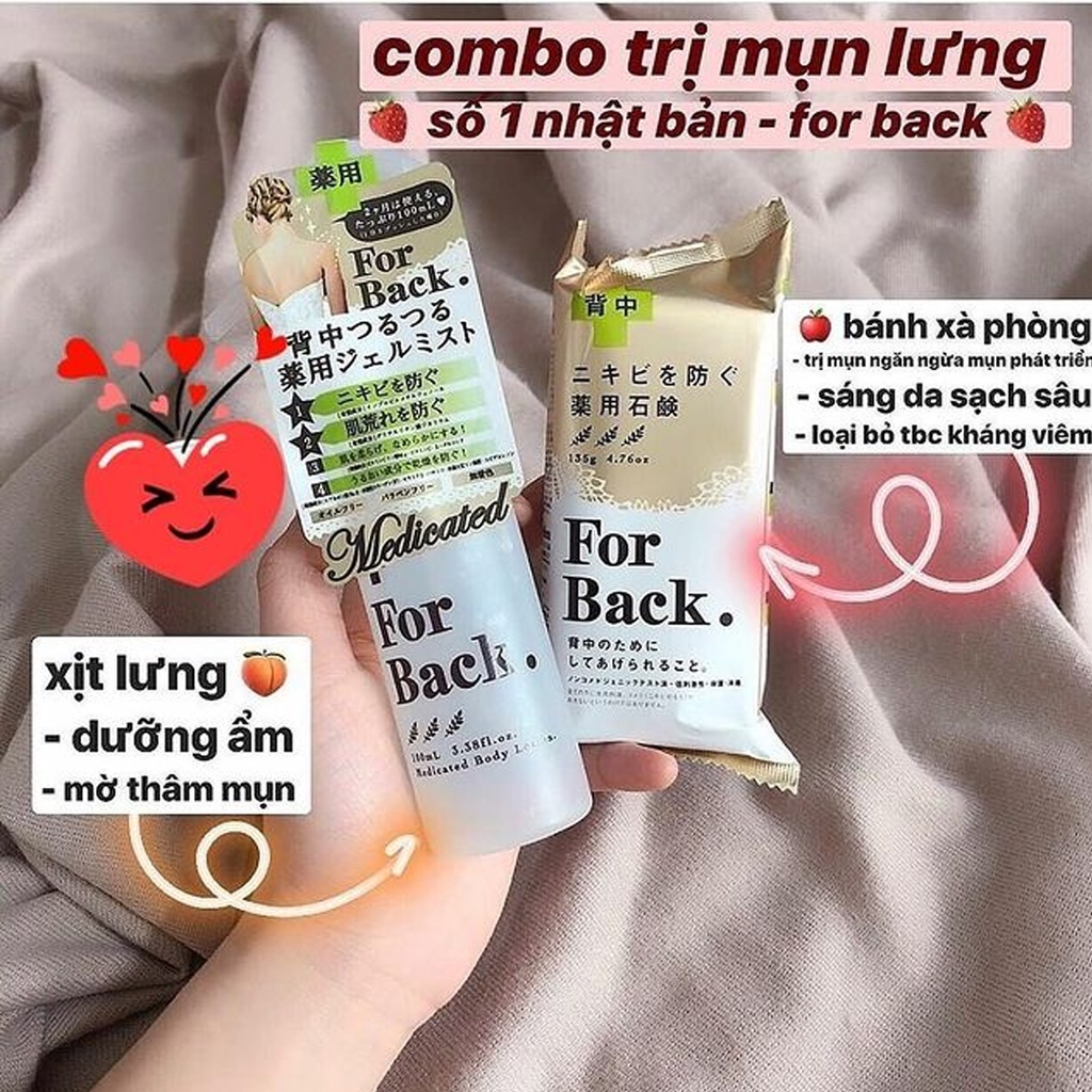 Combo ngăn ngừa mụn lưng &amp; ngừa thâm, Xà phòng và Lotion xịt For Back Nhật Bản Pelican