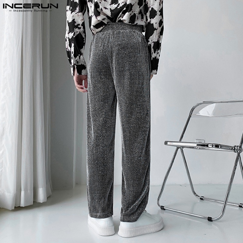 Quần baggy INCERUN dài ống thẳng eo co giãn thời trang dành cho nam