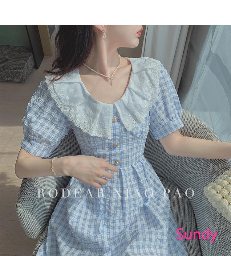 Đầm Ca Rô Cổ Búp Bê Xinh Xắn Theo Phong Cách Mùa Hè Dành Cho Nữ | BigBuy360 - bigbuy360.vn