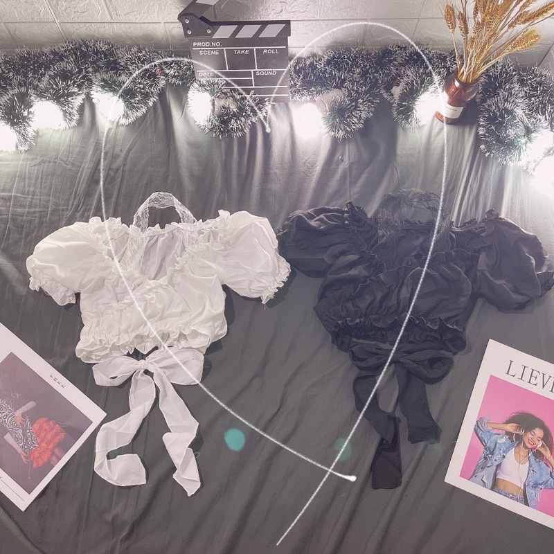 Áo croptop quấn eo phối ren phong cách 2022