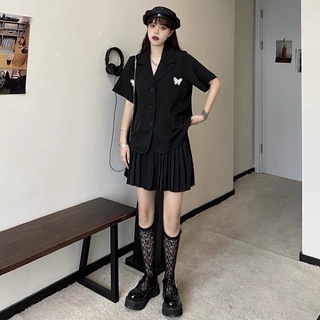 Có bigsize - Set Đầm đen xếp ly cá tính