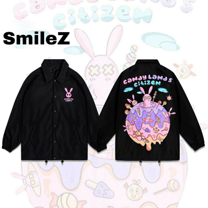 Áo Khoác dù Rabbit Candy Lands Jacket Unisex Nam Nữ Form Rộng Cổ Bẻ Phong Cách Ulzzang Jacket