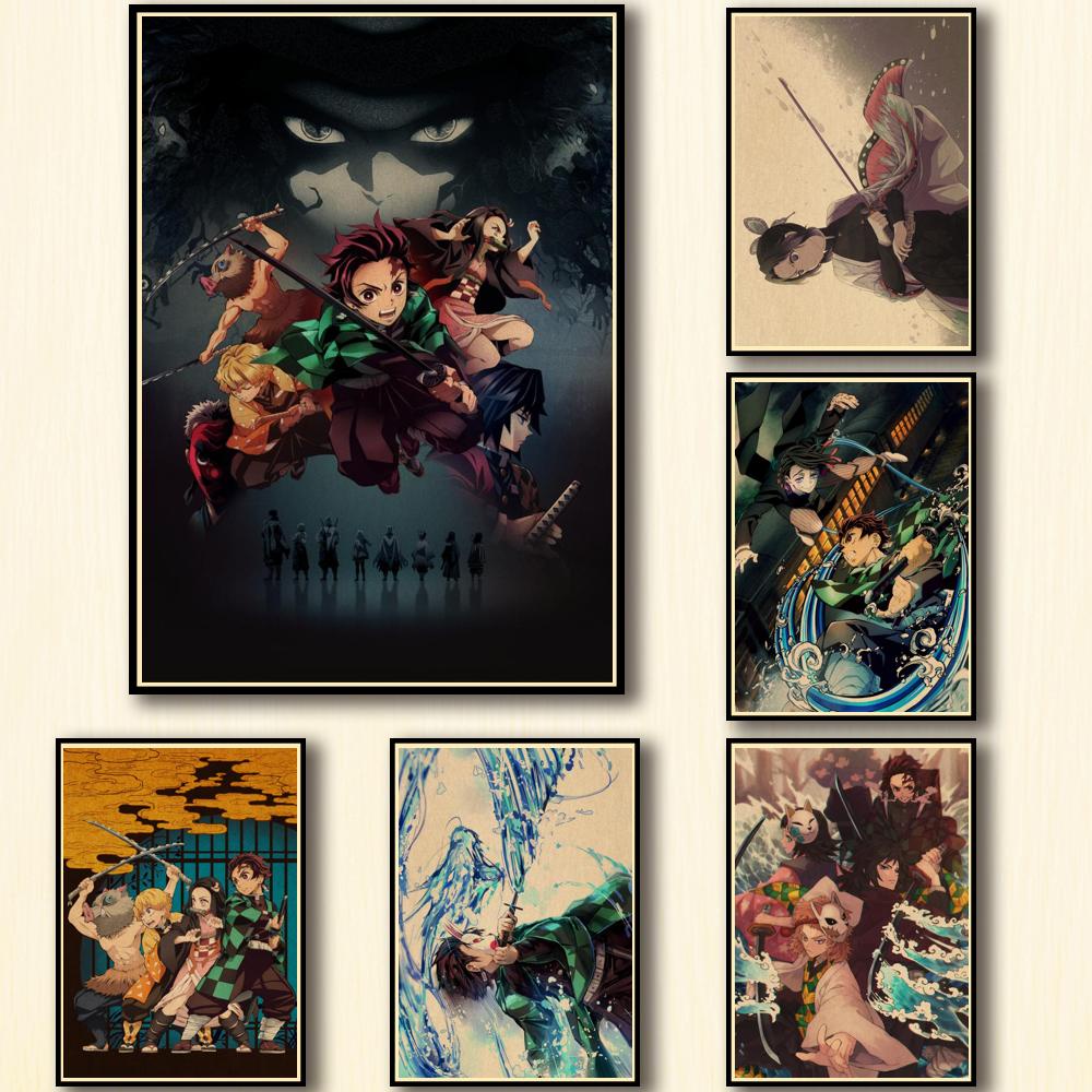 Miếng Dán Tường Trang Trí 36 Kiểu Dáng Phong Cách Anime Demon Slayer Kraftpaper Dành Cho Quán Cà Phê Nhà Bar A3 2
