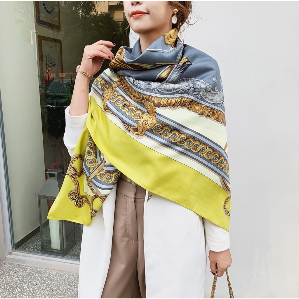 Khăn Quàng Cổ Vuông 130x130cm In Họa Tiết Thời Trang WJ1013-28 Cho Nữ