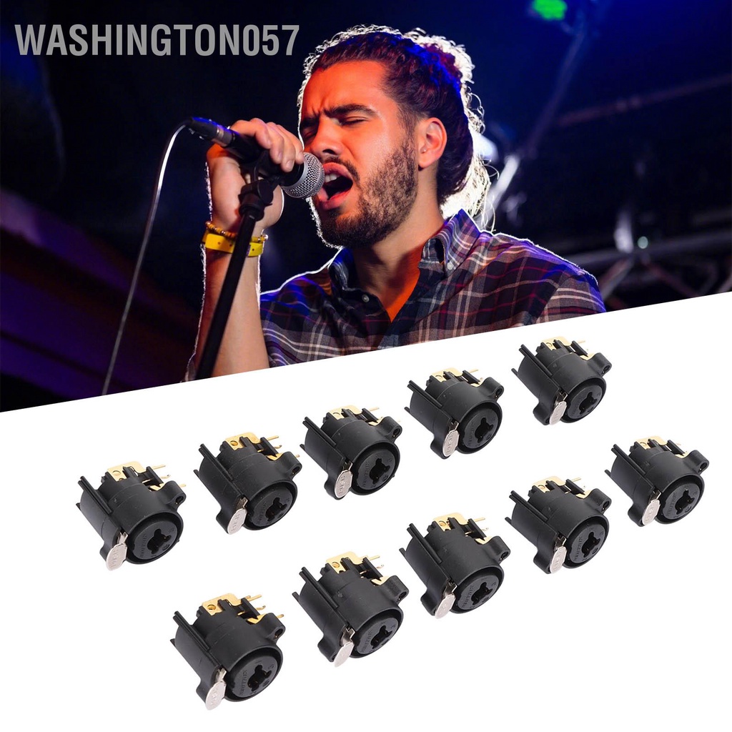 Washington057 10 cái XLR Đầu nối Jack cắm Nữ 6 5mm Ổ Bảng điều khiển cho Thiết bị AV Loa Xe hơi Trình phát phương tiện