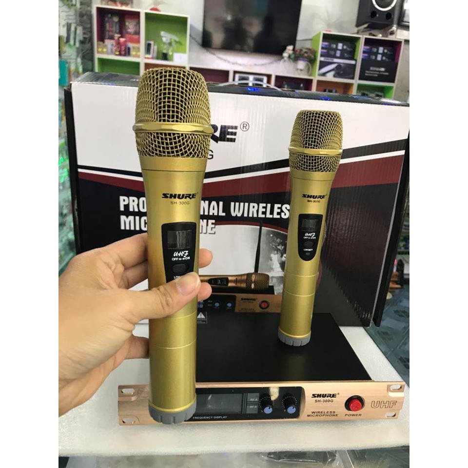 [HÁT CỰC NHẸ-CHỐNG HÚ CAO] Bộ 2 micro karaoke không dây SH 300G cao cấp, cho karaoke gia đình dễ lắp đặt và dễ sử dụng