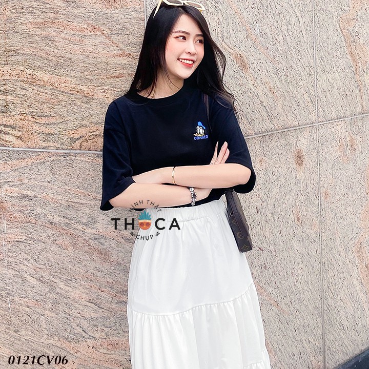 Chân váy dáng dài 3 tầng phong cách Hàn Quốc trơn trắng, đen THOCA HOUSE phối mọi trang phục, đi chơi đi làm cực xinh