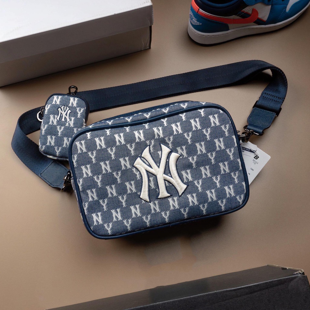 ✅   Túi MLB Monogram Jacquard Cross Bag NewYork Yankees Blue 32BGDC111-50N | ẢNH THẬT | CÓ SẴN HÀNG
