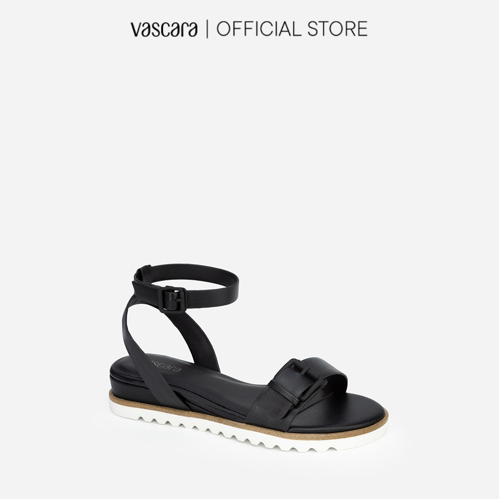 Vascara Giày Sandal Đế Xuồng Quai Phối Belt SDX 0423 Màu Đen