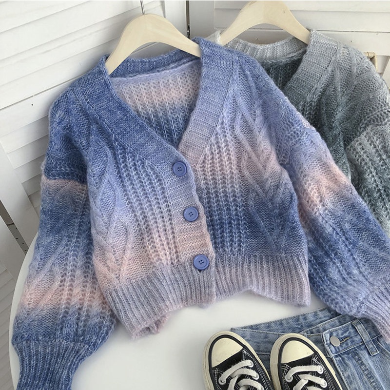 Áo Khoác Cardigan Dệt Kim Cổ Chữ V Dáng Rộng Phong Cách Hàn Quốc Thời Trang Mùa Thu Cho Nữ