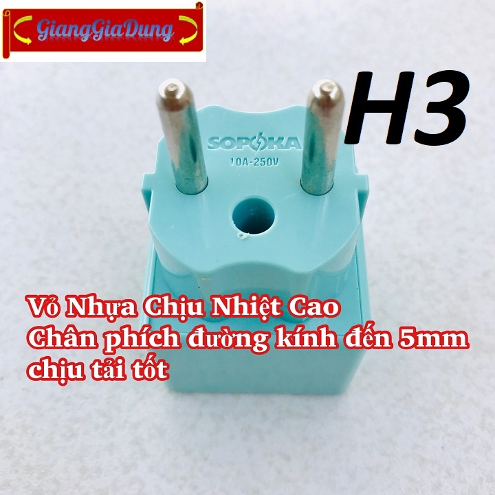 Đầu Nối Chia Điện - Phích Chia Điện 1 Ra 2 Cổng SOPOKA P15X Có 1 Cổng 3 Chân
