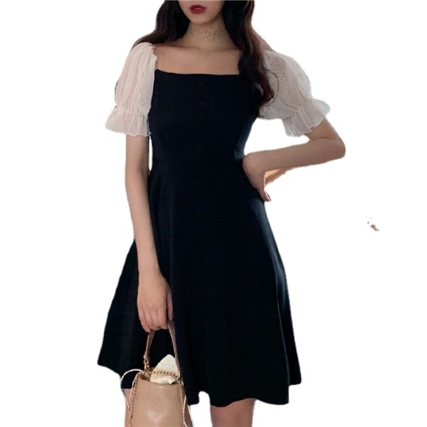 Đầm Ngắn Ôm Dáng Tay Phồng Thời Trang Mùa Hè Hàn Quốc 2022 Mới Đầm Dáng Chữ A Che Bụng Thời Trang Cho Nữ