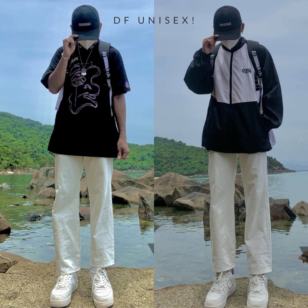 Quần Jean Baggy Nam Ống Suông Rộng Quần Jean Trắng hottrend Ulzzang Hàn Quốc | DFUNISEX | BigBuy360 - bigbuy360.vn