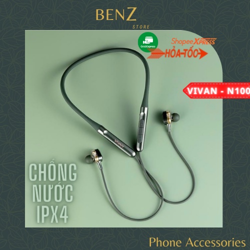 Tai Nghe Bluetooth Thể Thao Đeo Cổ VIVAN Liberty N100 Chuẩn Kháng Nước IPX4 BenZ Store