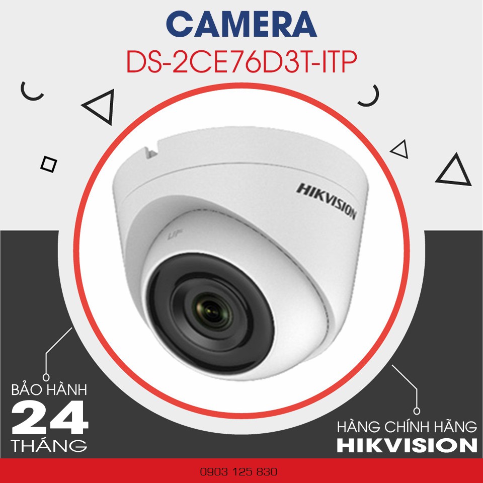 Camera quan sát analog HD Hikvision DS-2CE76D3T-ITP (HD-TVI, 2 MP, hồng ngoại 30 m)