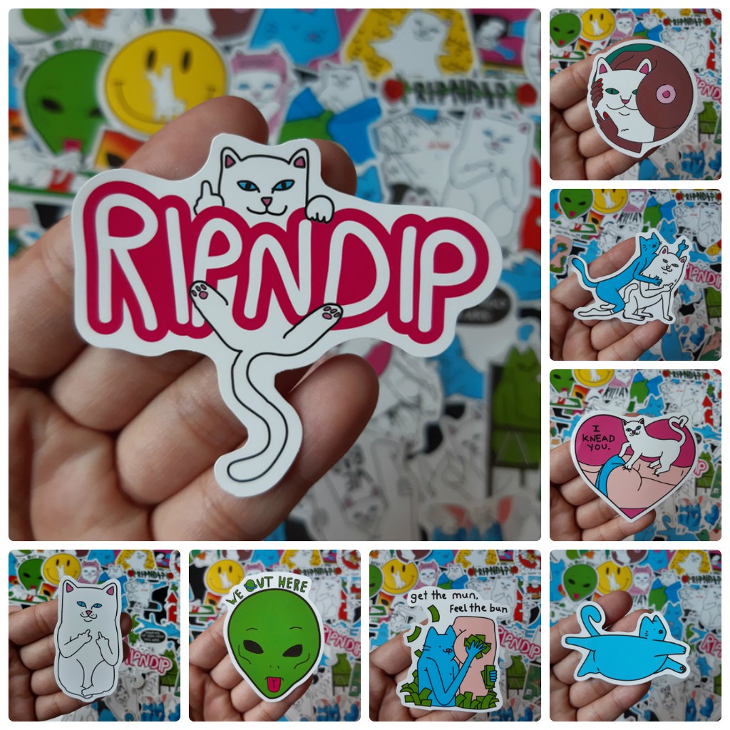 Bộ Sticker dán cao cấp chủ đề MÈO RIPNDIP - Dùng dán Xe, dán mũ bảo hiểm, dán Laptop...