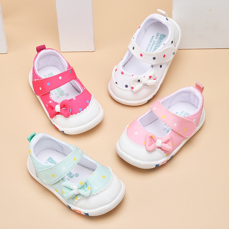 Giày Công Chúa Đế Bằng Chống Trượt Trọng Lượng Nhẹ Đính Nơ Hồng Dễ Thương Cho Bé Gái 0-3 Tuổi