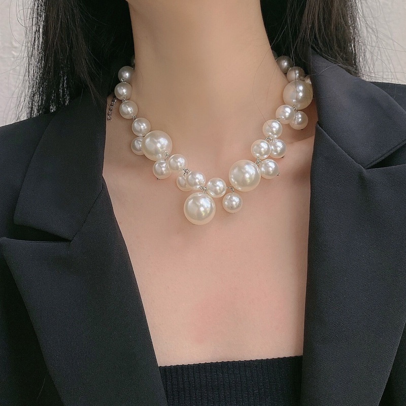 Vòng Cổ Choker Đính Hạt Ngọc Trai Lớn Phong Cách Cổ Điển Dành Cho Nữ