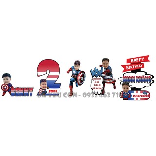 Combo phụ kiện trang trí sinh nhật cho bé trai chủ đề siêu anh hùng siêu nhân Captain America