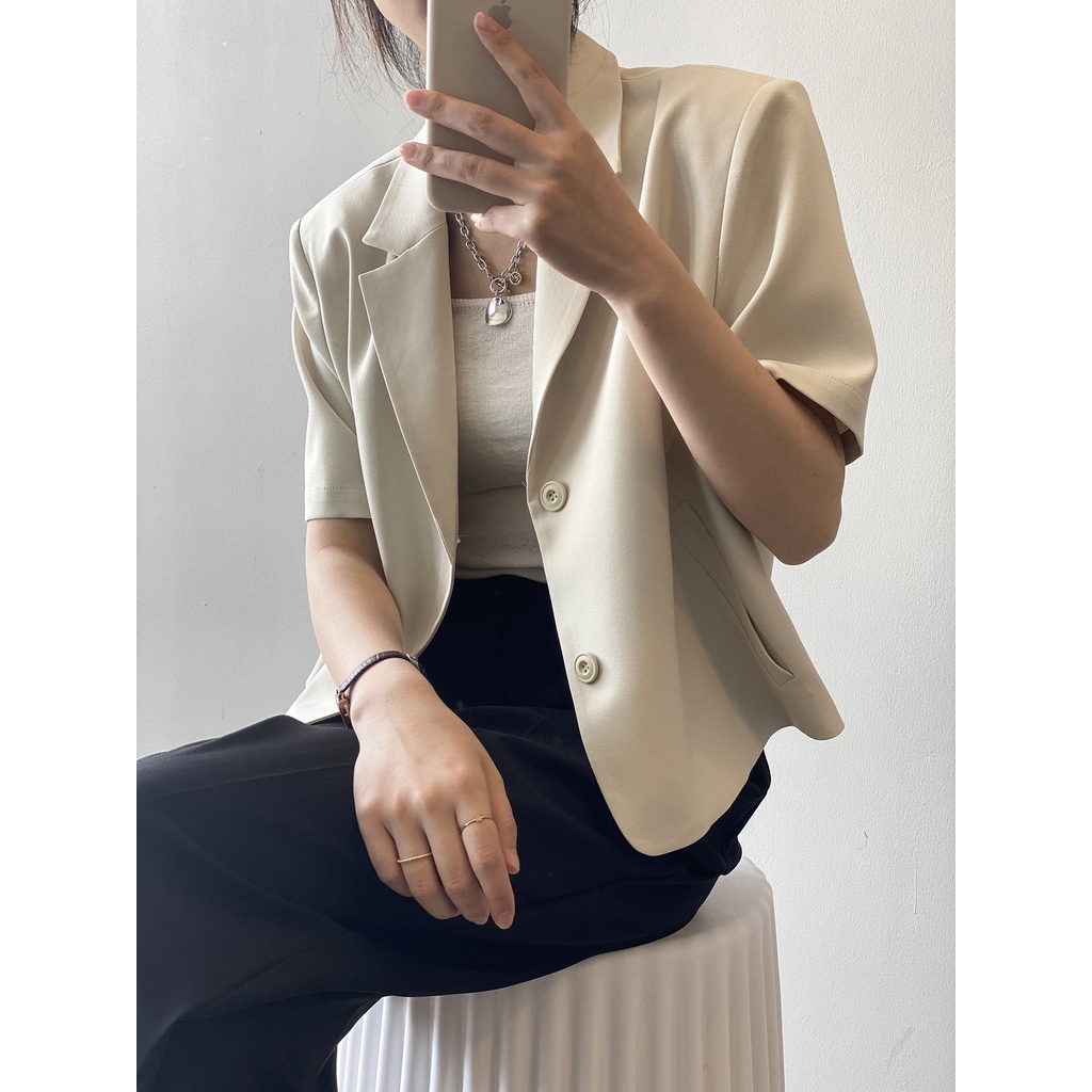 S-4XL Blazer Nữ Tay Ngắn Aimeehouse Mỏng Áo Khoác Vest Có Size Lớn Thời Trang Mùa Hè Cá Tính Bigsize