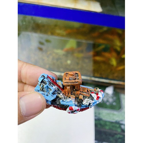 THUYỀN TRANG TRÍ HỒ CÁ NON BỘ 6X3X3CM